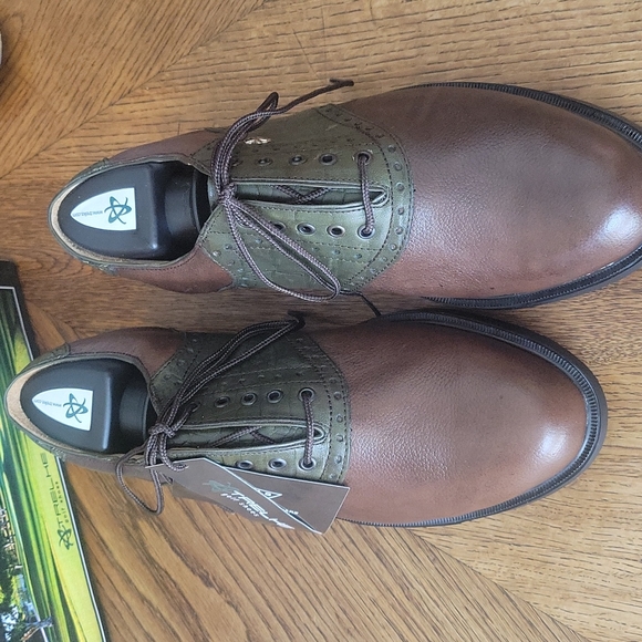 Trelke Golf Shoes Brown and Green Premium Argentine Leather Men's size 9 - Picture 4 of 8